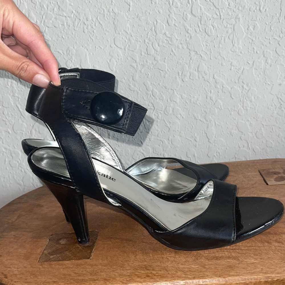Black Heels with Button Detail